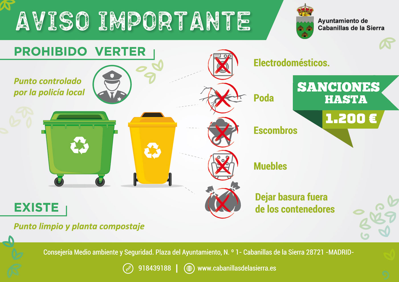 carteles en los contenedores para que todos colaboremos en su correcto uso