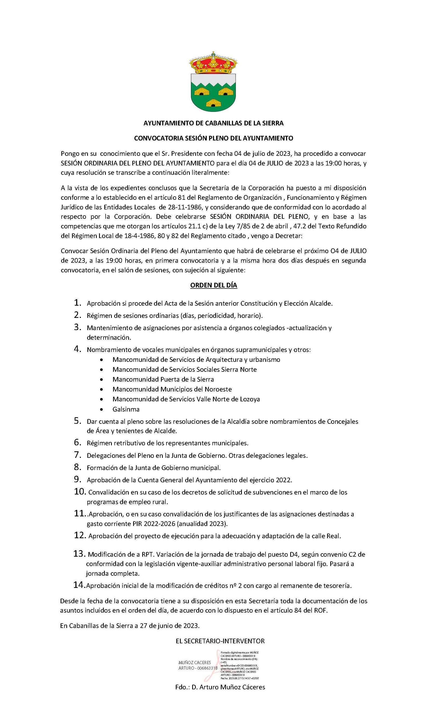 Convocatoria Pleno 4/7