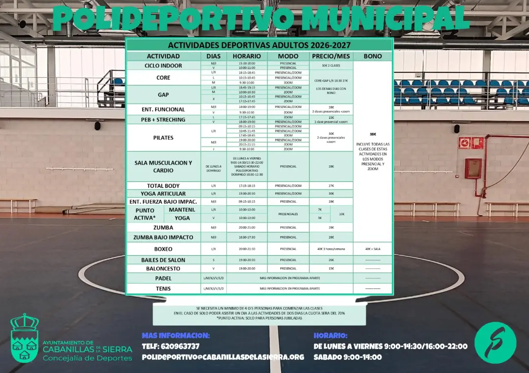 actividades deportivas adultos 2026 27