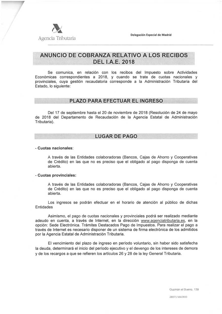 Anuncio cobranza IAE 2018