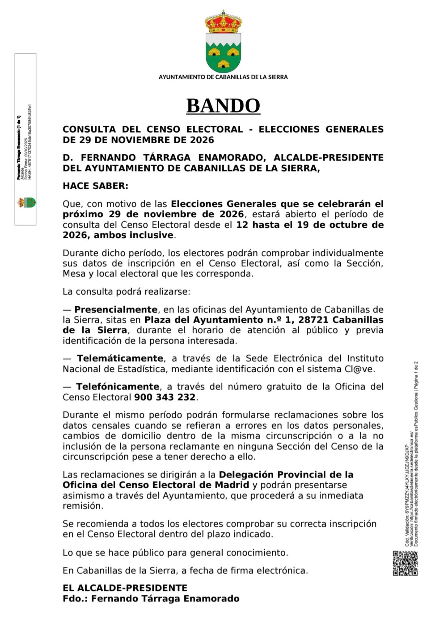 Bando consulta censo electoral