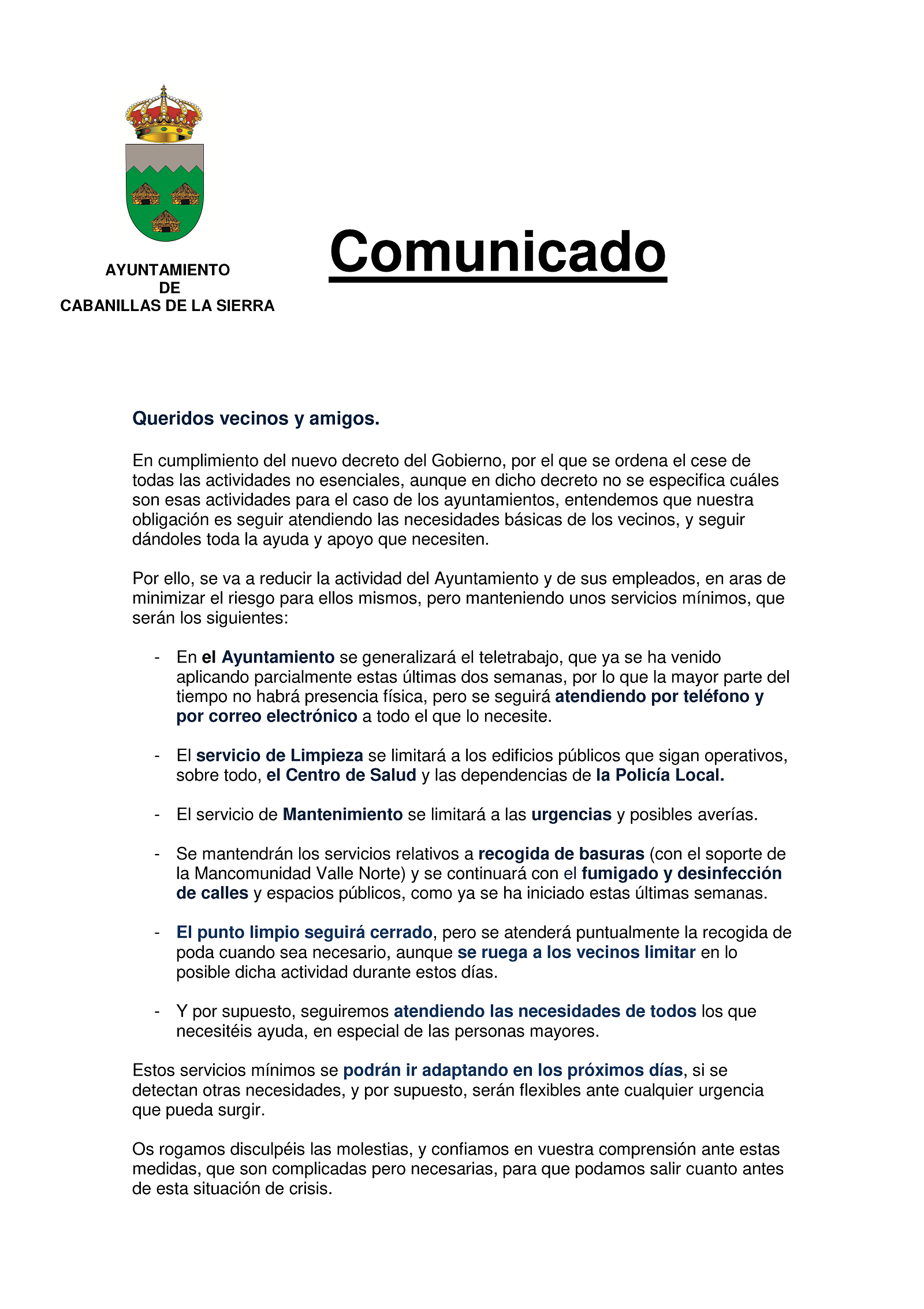 ComunicadoCeseActividadesNoEsenciales Página 1