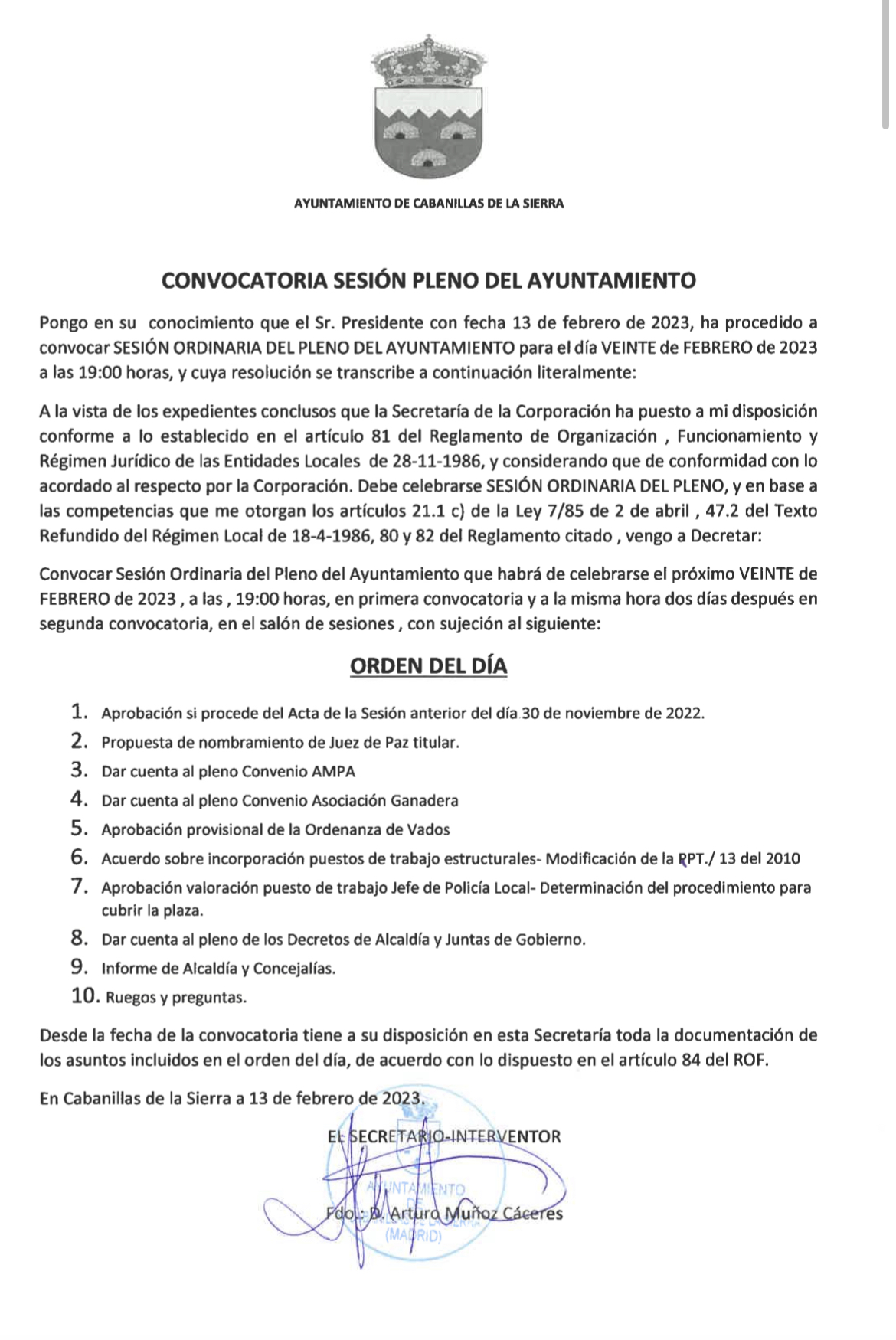 Convocatoria pleno 20221130