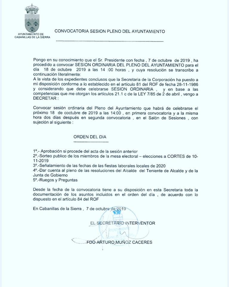 Convocatoria 13 09 2019