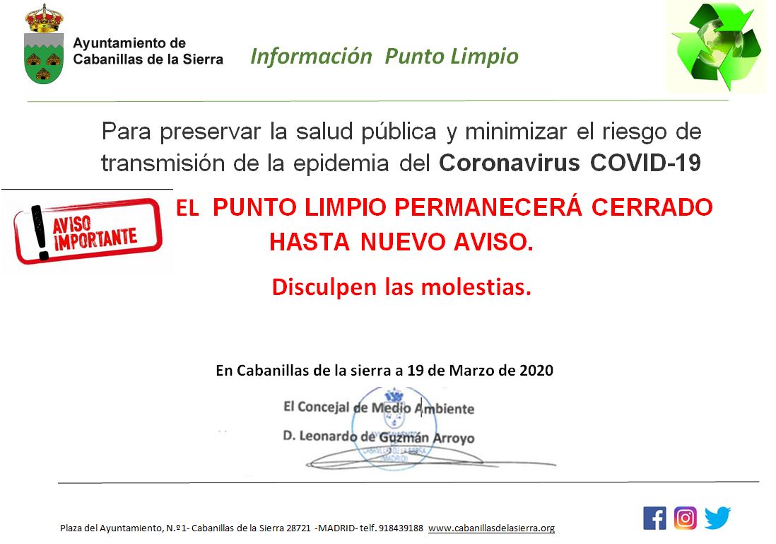 punto limpio cerrado provisional