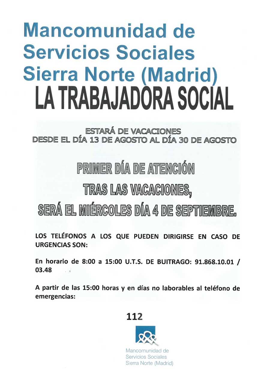 Vacaciones agosto trabajadora social