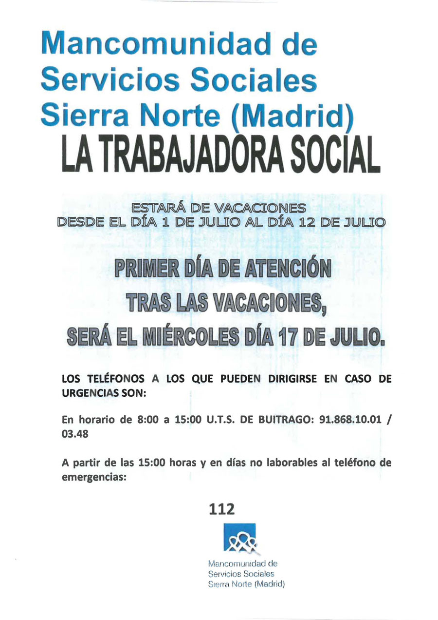 Vacaciones julio trabajadora social
