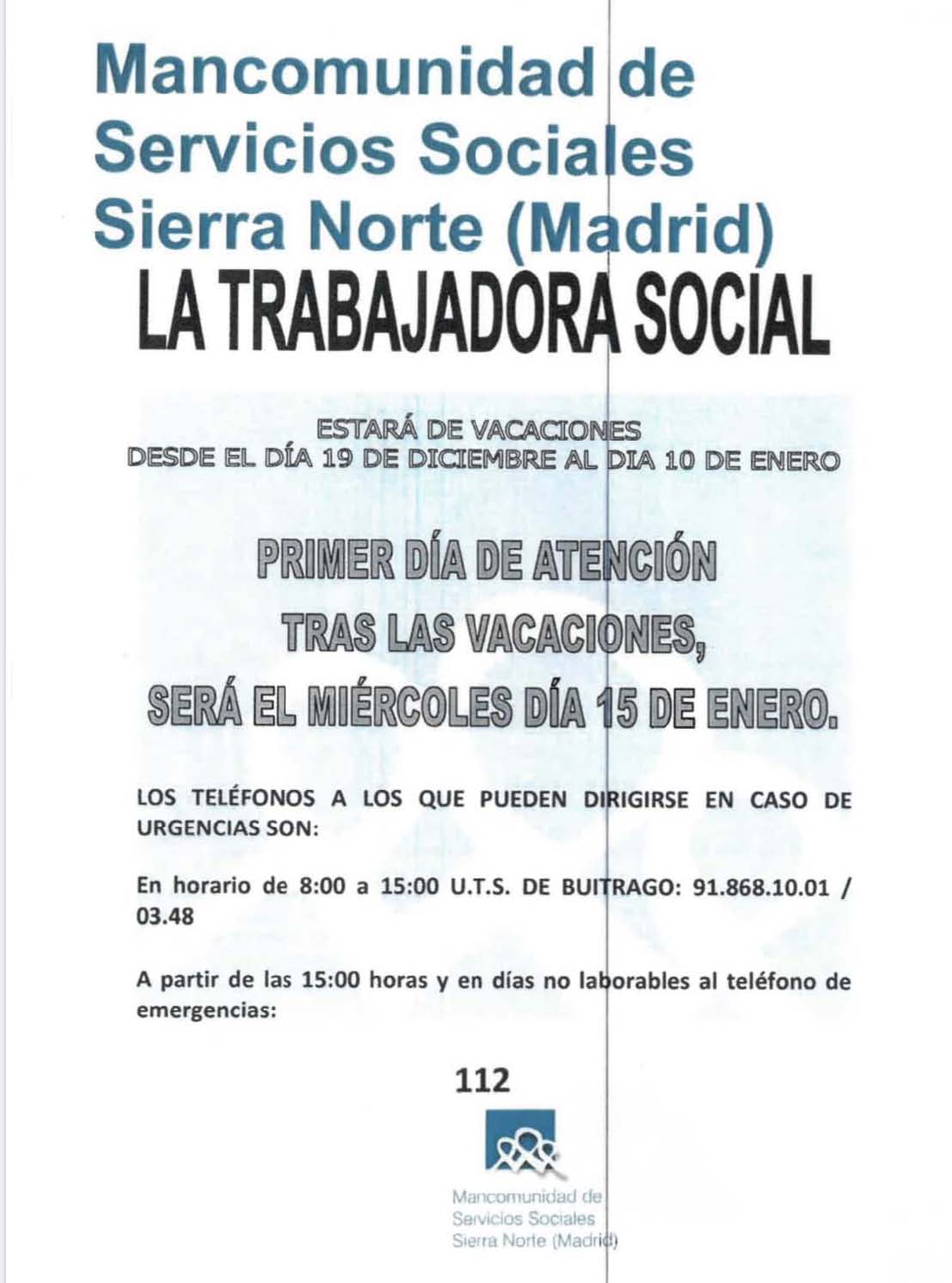 Vacaciones trabajadora social 2019