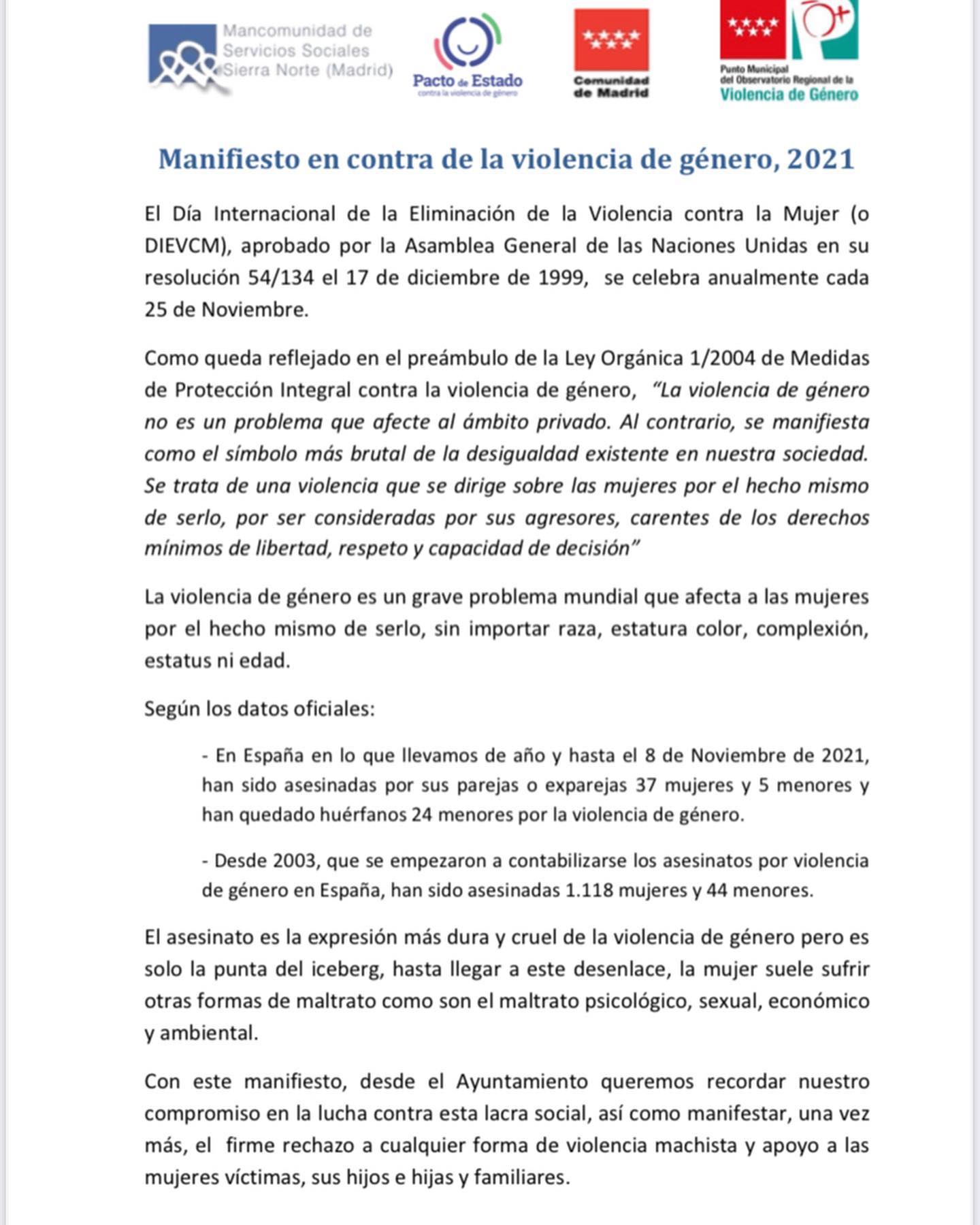 manifiesto contra violencia genero