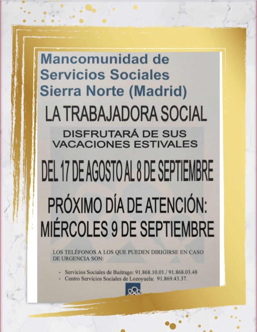 Vacaciones agosto trabajadora social