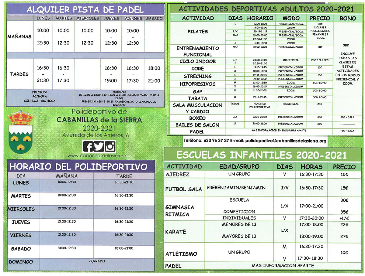 actividades deportivas temporada 2020 21