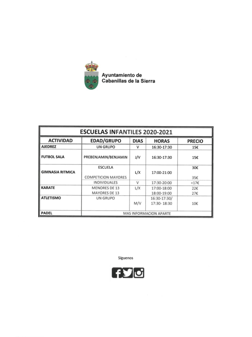 escuelas deportivas municipales