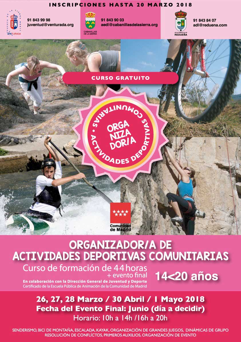 Cartel Curso organizador actividades deportivas comunitarias