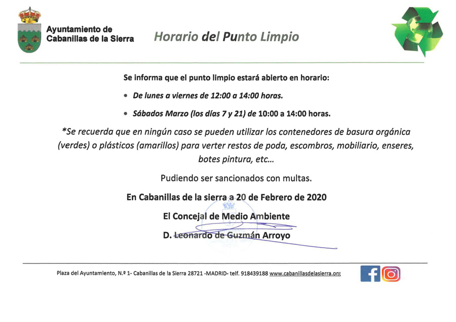 Punto limpio marzo 2020